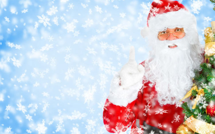 Immagini Babbo Natale: Babbo Natale con albero di Natale